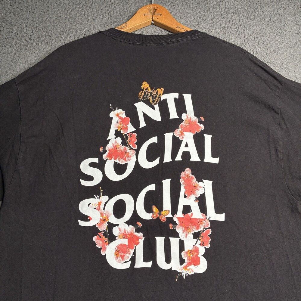 Anti Social Social Club Kkotch Black T-Shirt Size XL Cherry Blossoms ASSC